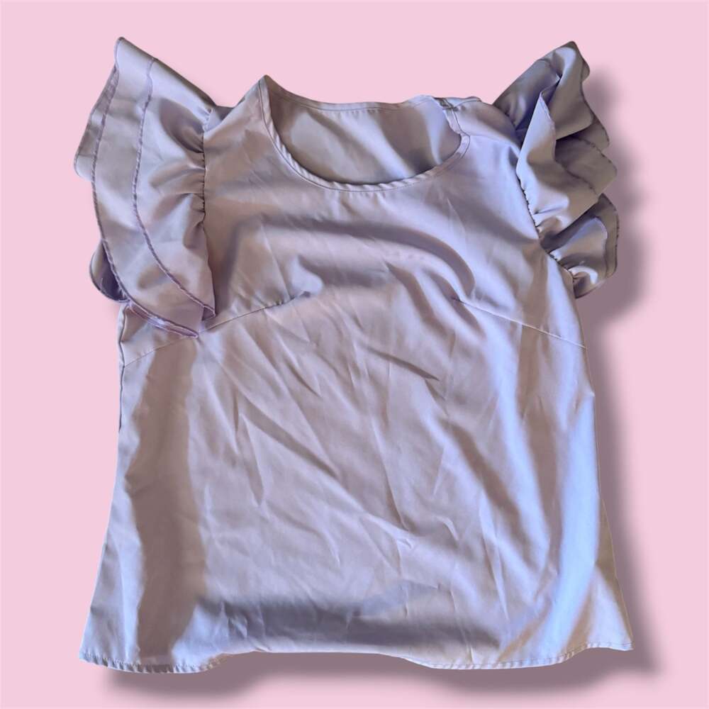 Lavender Ruffle Sleeve Blouse